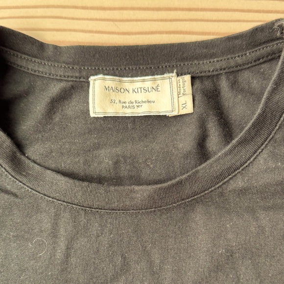 Maison Kitsuné Black T-Shirt with Signature Fox Logo - Size XL - Picture 2 of 2